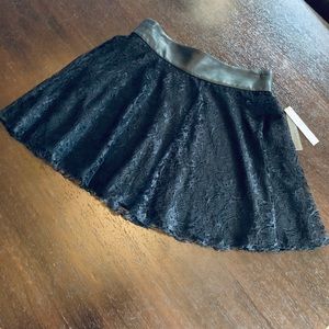 Alice and Olivia Shawnee Leather and Lace Skirt